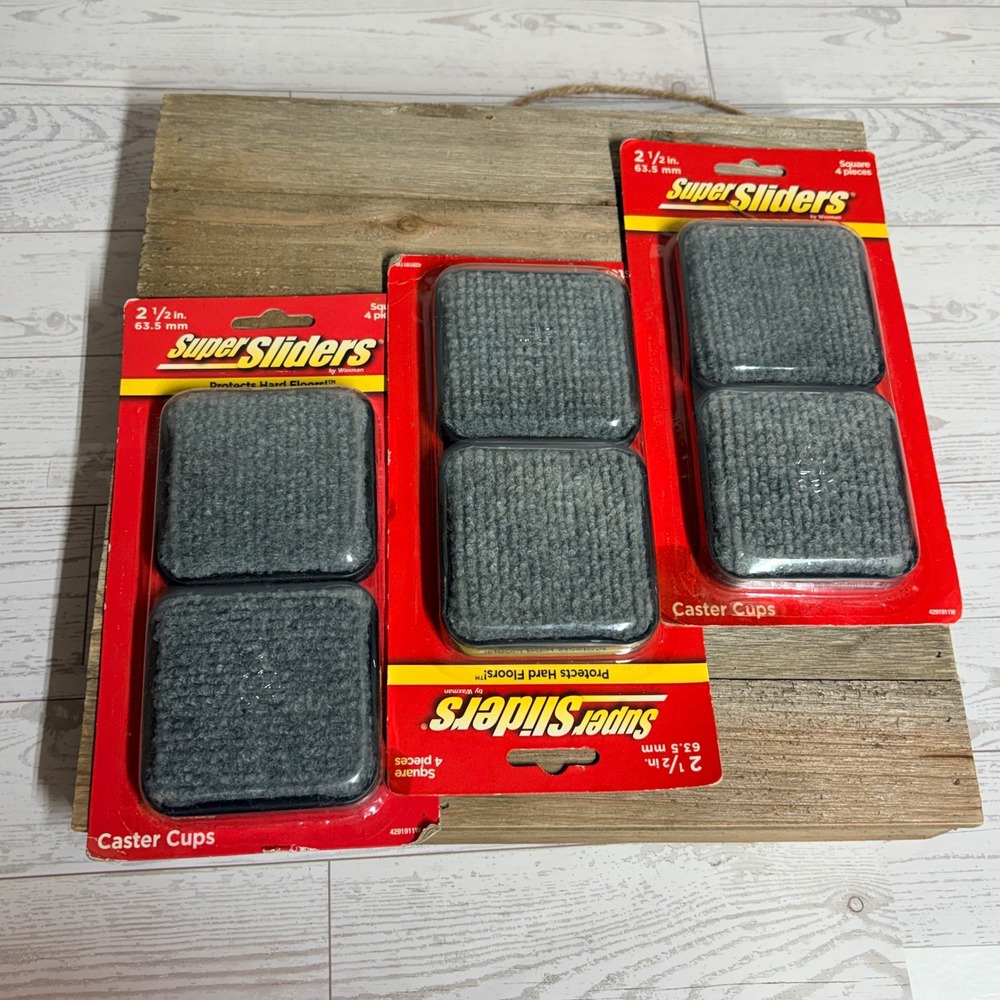 SuperSliders by Waxman 2.5in Square Carpet Caster Cups 3 Packs 12 Total 4291911W